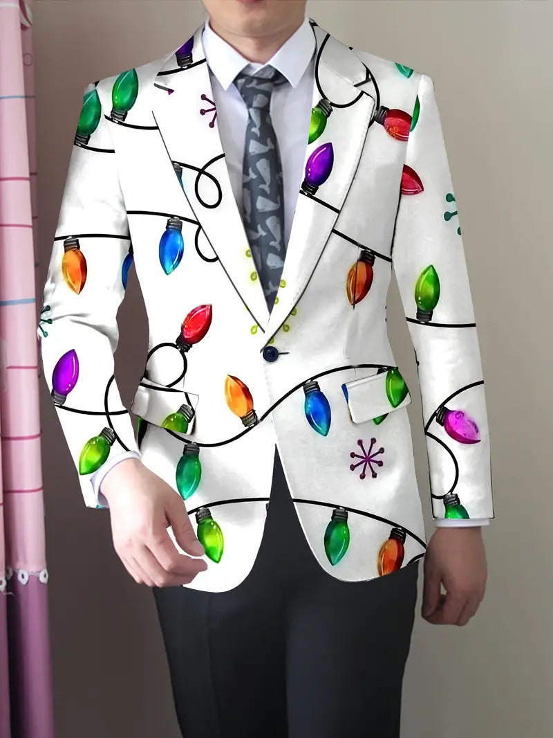 Christmas Series Cartoon Anime Men's Long-sleeved Coat