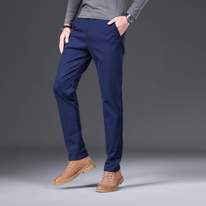 Thin Cotton Soft Stretch Casual Men's Straight-leg Trousers