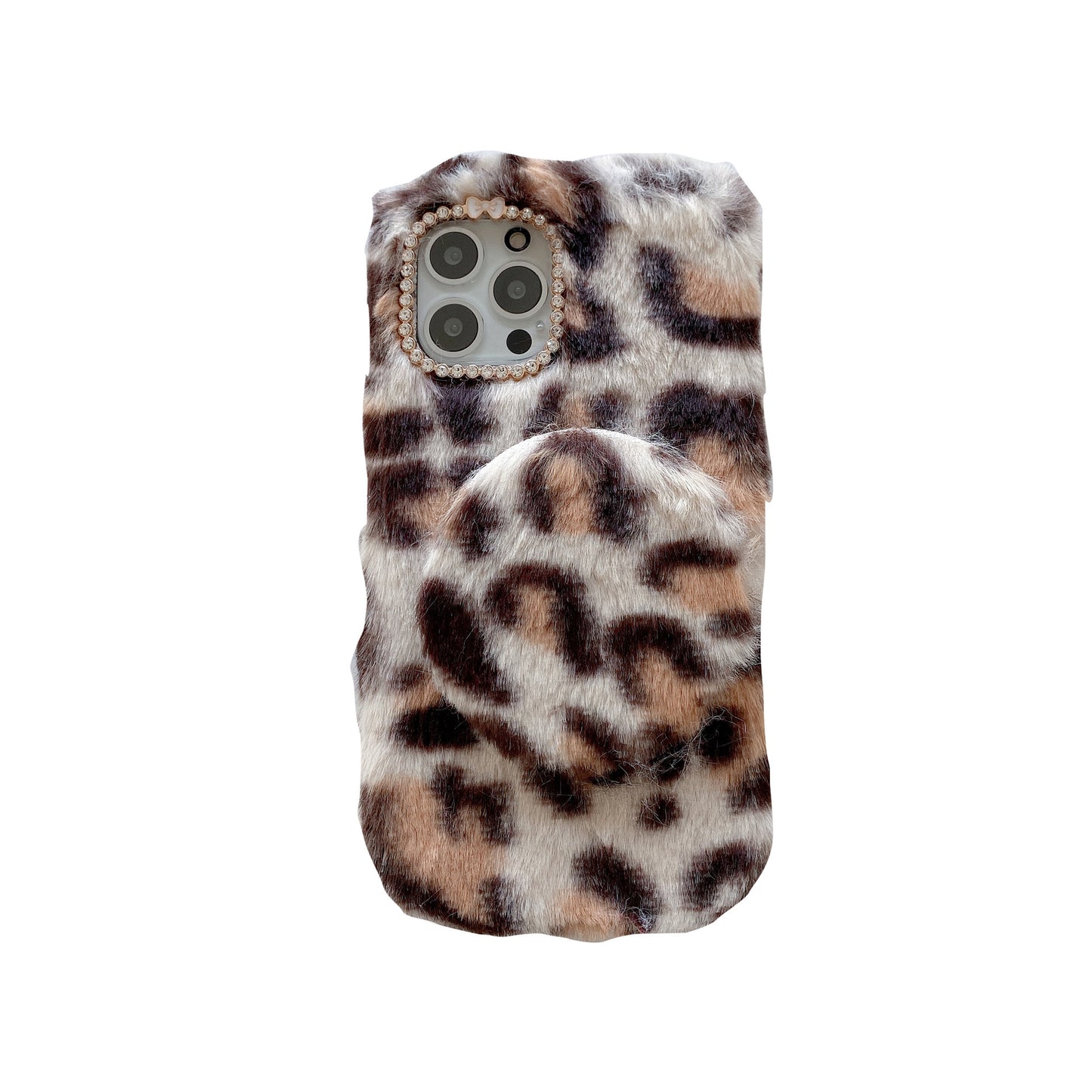 Suitable For Leopard Mirror Plush Phone Case