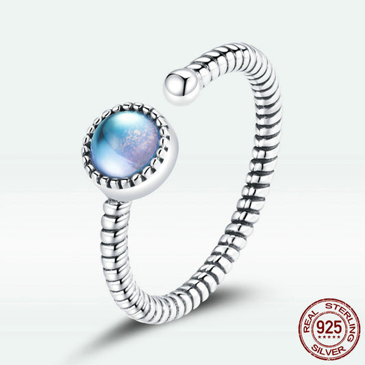 S925 Sterling Silver Platinum Plated Moonlight Lovers Ring