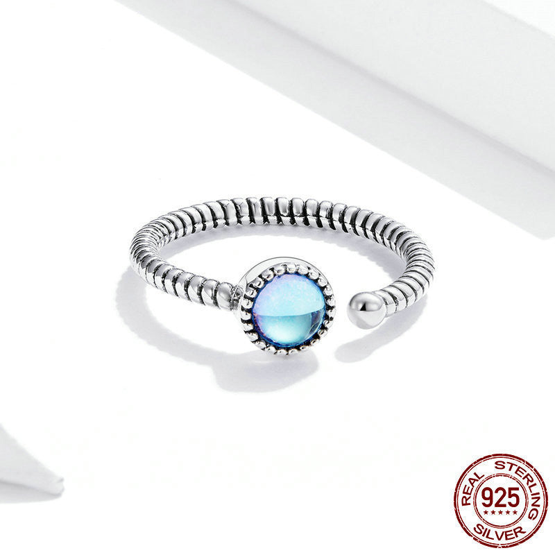 S925 Sterling Silver Platinum Plated Moonlight Lovers Ring