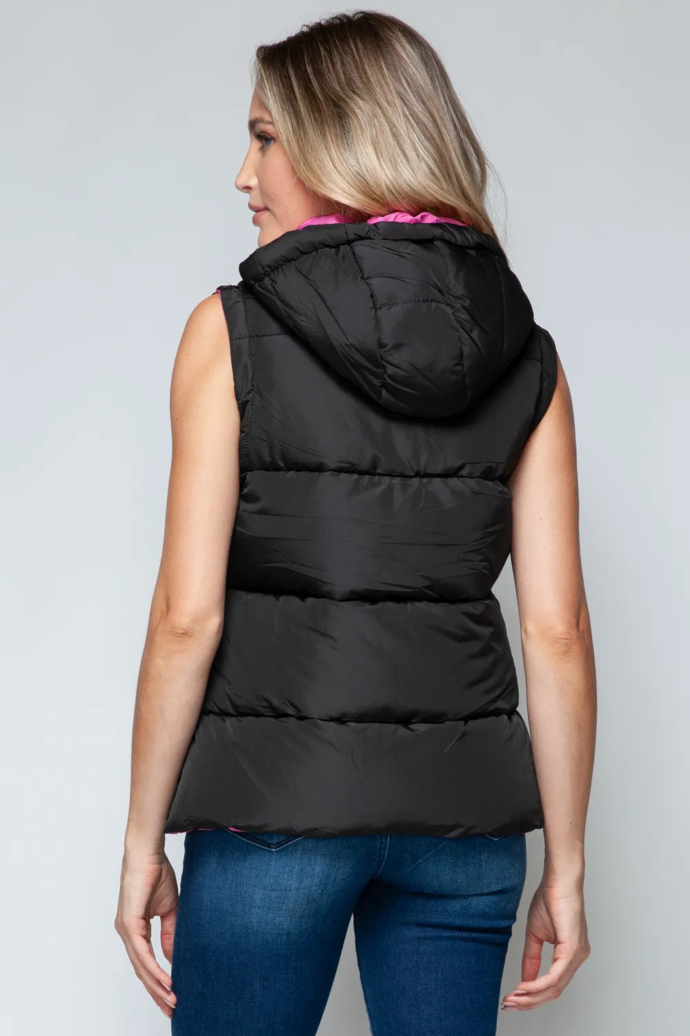 Snobbish Snap And Zip Closure Hooded Vest