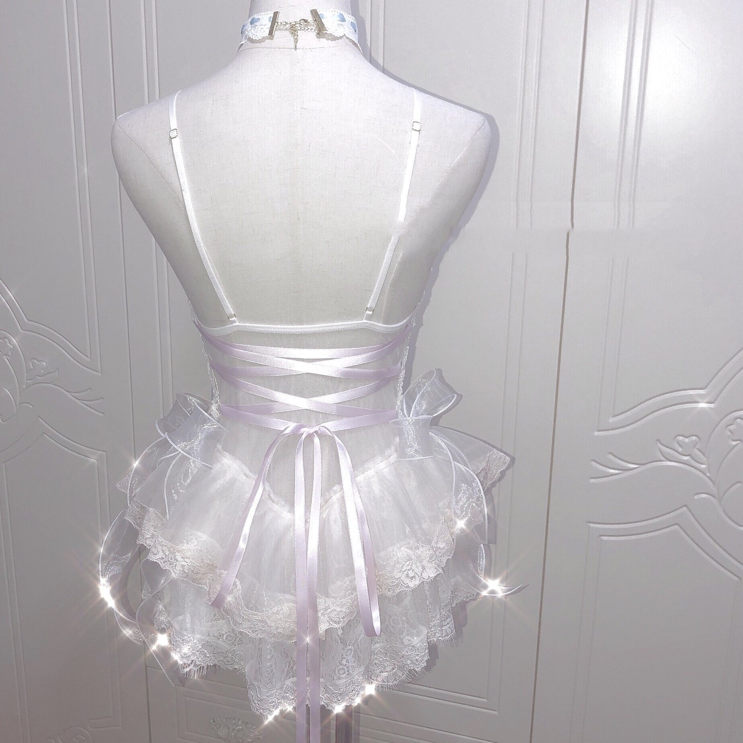 Small Suspenders Dream Ballet Princess Dress Satin White Mini