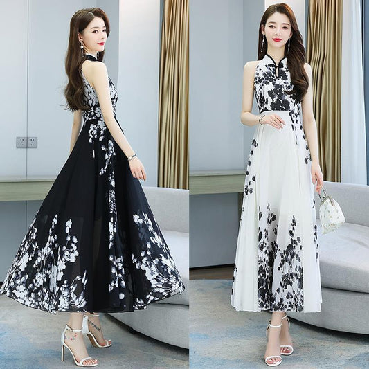 Women's Fashion Chinese Style Ink Print Dress