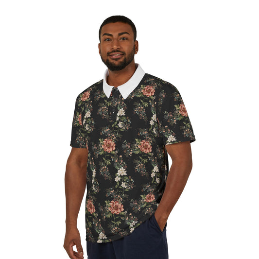 Unisex Polo Shirt (AOP) flower design