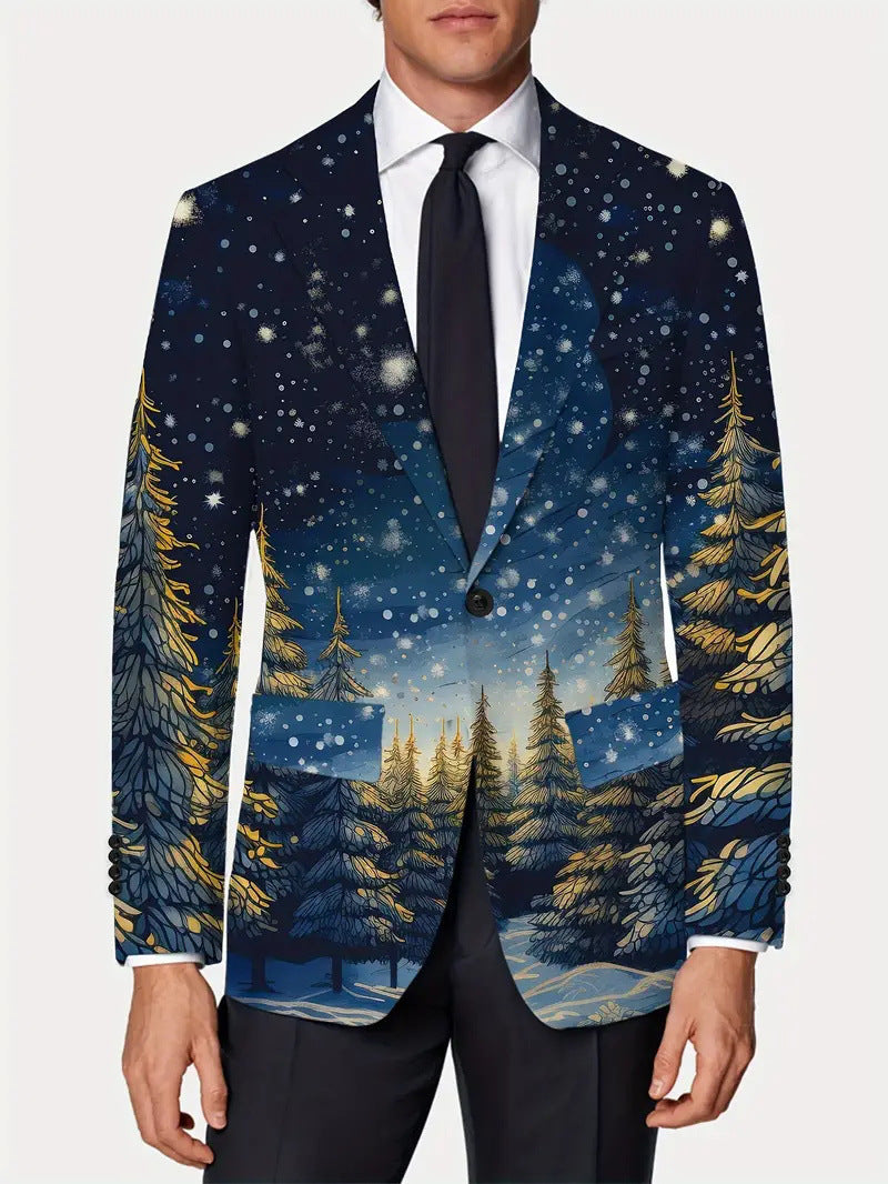 Christmas Series Cartoon Anime Men's Long-sleeved Coat