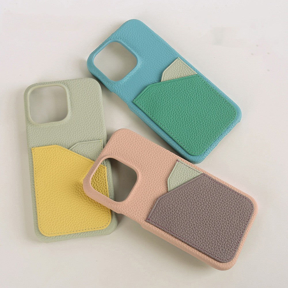 Leather Card Color Matching Phone Case