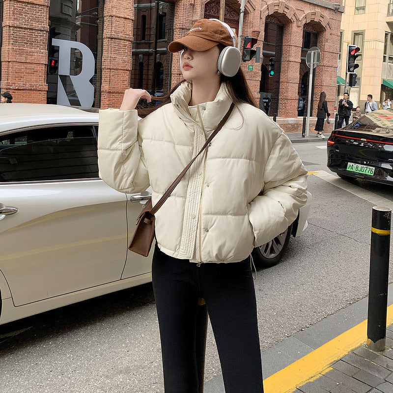 Short PU Leather Winter Coat Small Cotton Coat Cotton Jacket