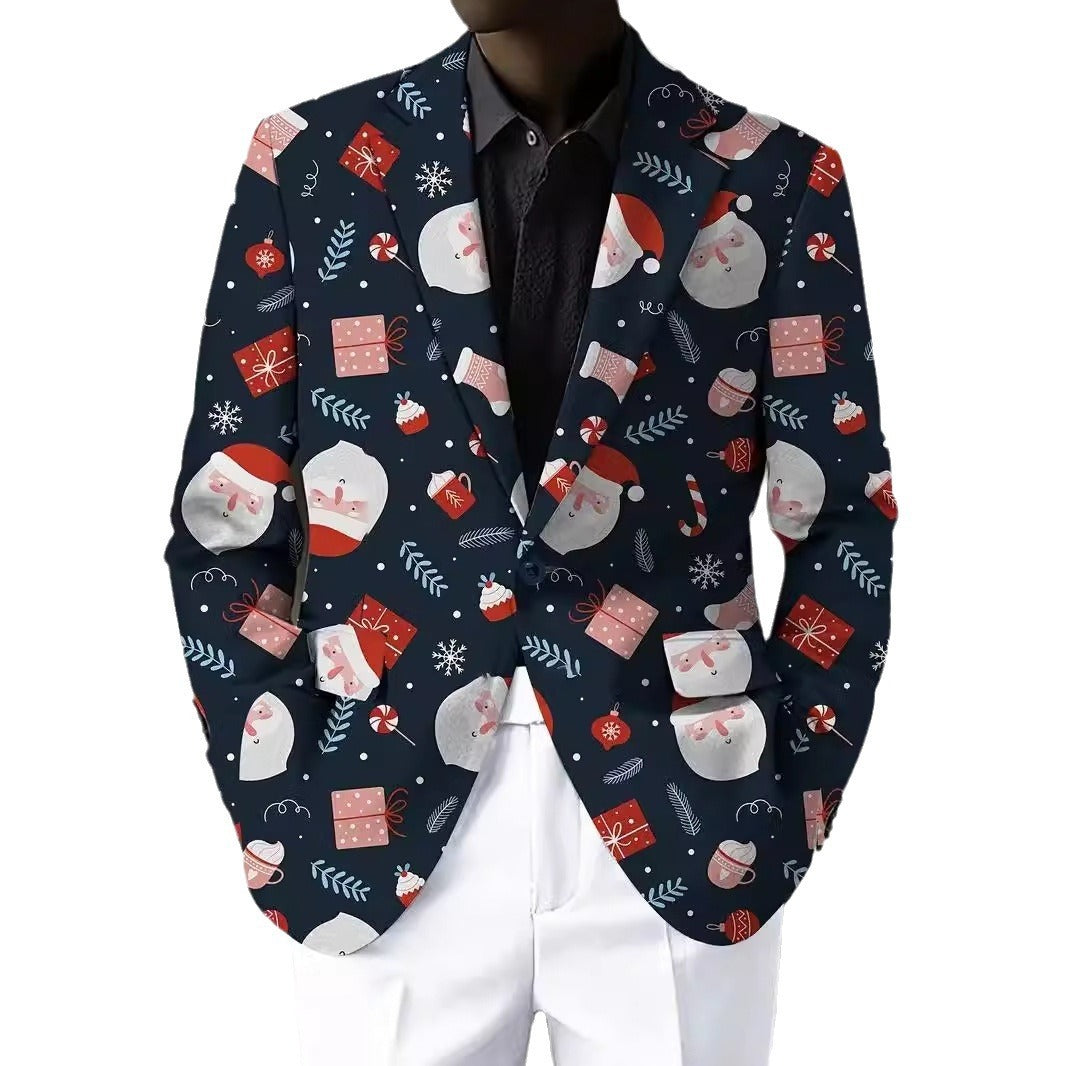 Christmas Series Cartoon Anime Men's Long-sleeved Coat