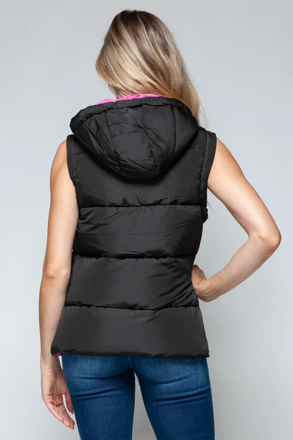 Snobbish Snap And Zip Closure Hooded Vest