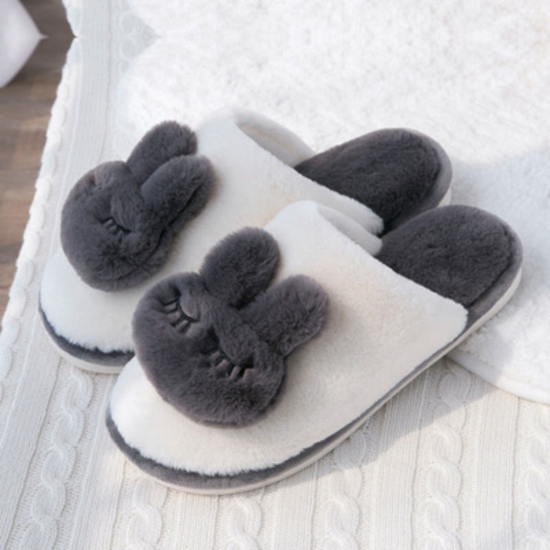 Cotton Slippers Female Winter Couple Home Confinement Shoes Cute Non-slip Plush Slippers