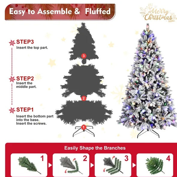 PE PVCPine Mixed Christmas Tree With Colorful   Warm Light 10 Function LED, Memory Wire   Easy Power Technology