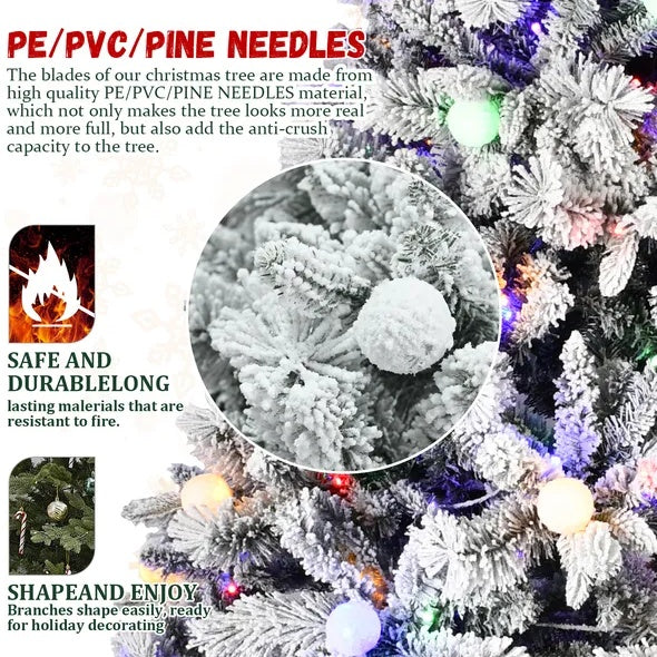 PE PVCPine Mixed Christmas Tree With Colorful   Warm Light 10 Function LED, Memory Wire   Easy Power Technology