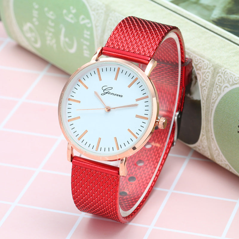 Geneva Watch Dial Plate Mesh Belt Female Minimalist Thin