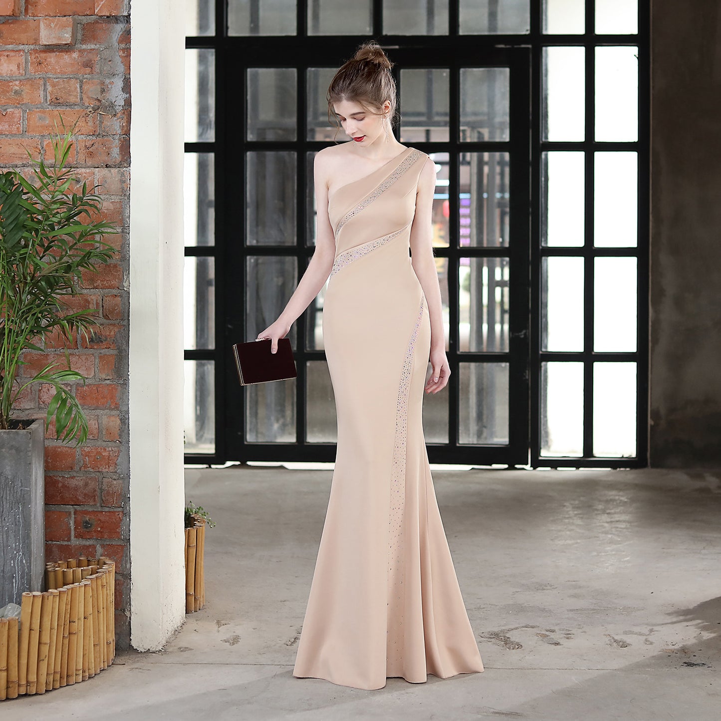 Toast Dress Bride Long One-shoulder Thank You Banquet Slim Fishtail Skirt