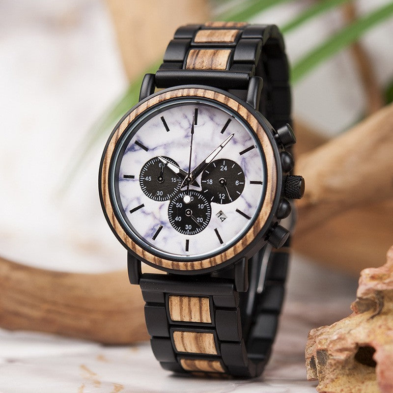 All in one Multi-functional Cross-border Literary Young Men's Wooden Watch Luminous Watch