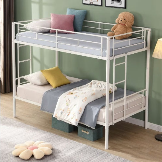 METAL BUNK BED WITH TRUNDLE SILVER