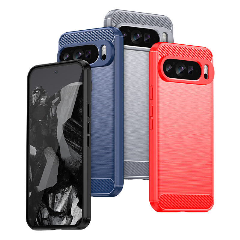 Brushed Carbon Fiber Protective Cover Drop-resistant TPU Soft Shell