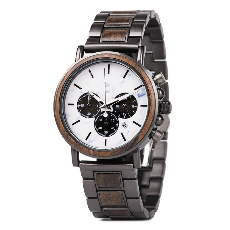 All in one Multi-functional Cross-border Literary Young Men's Wooden Watch Luminous Watch