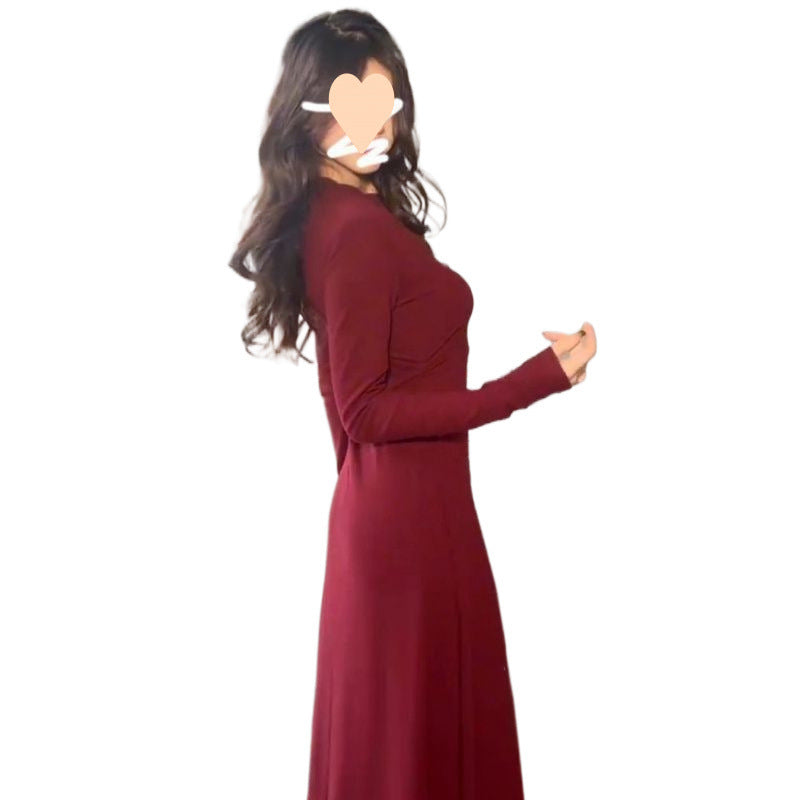 Christmas Shirt Temperament Waist-controlled Slimming Brushed Dress Women