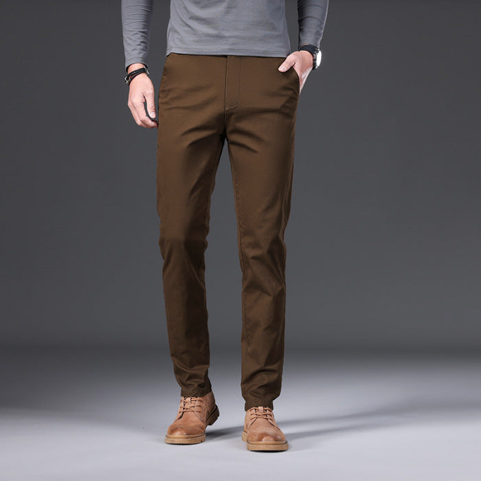 Thin Cotton Soft Stretch Casual Men's Straight-leg Trousers