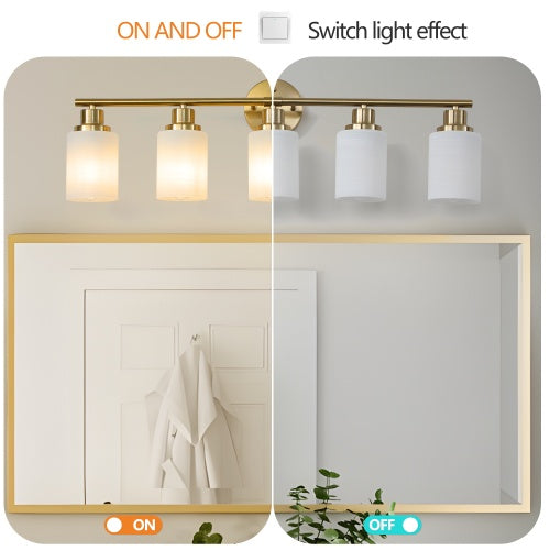 5 Lamps Gold Bathroom Vanity Lamp, Frosted Glass Shade, Modern Wall Mounted Lighting - No Bulbs Unavailable Platforms- Temu