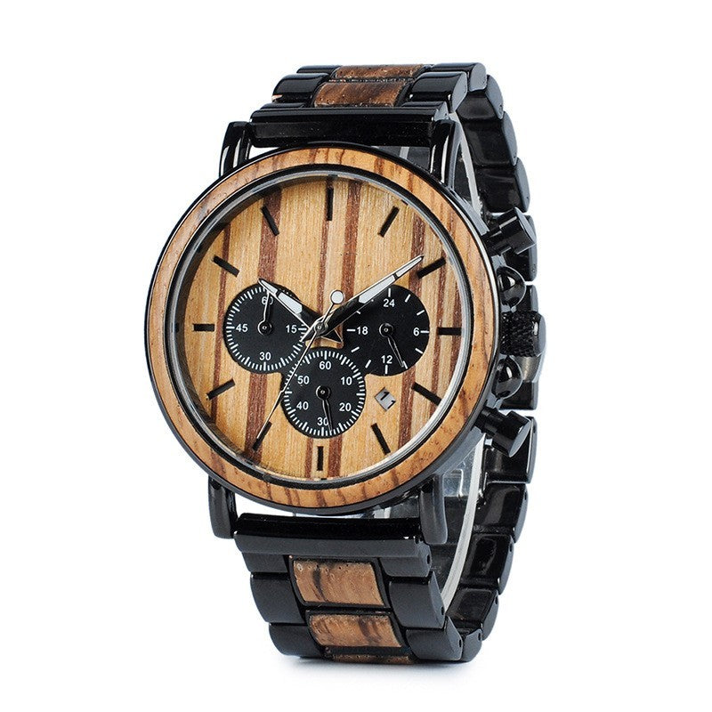 All in one Multi-functional Cross-border Literary Young Men's Wooden Watch Luminous Watch