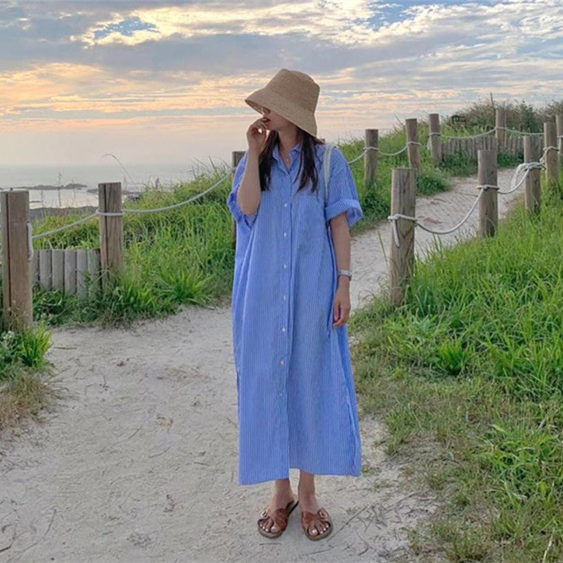 Korean Casual Ocean Stripes Dress Women