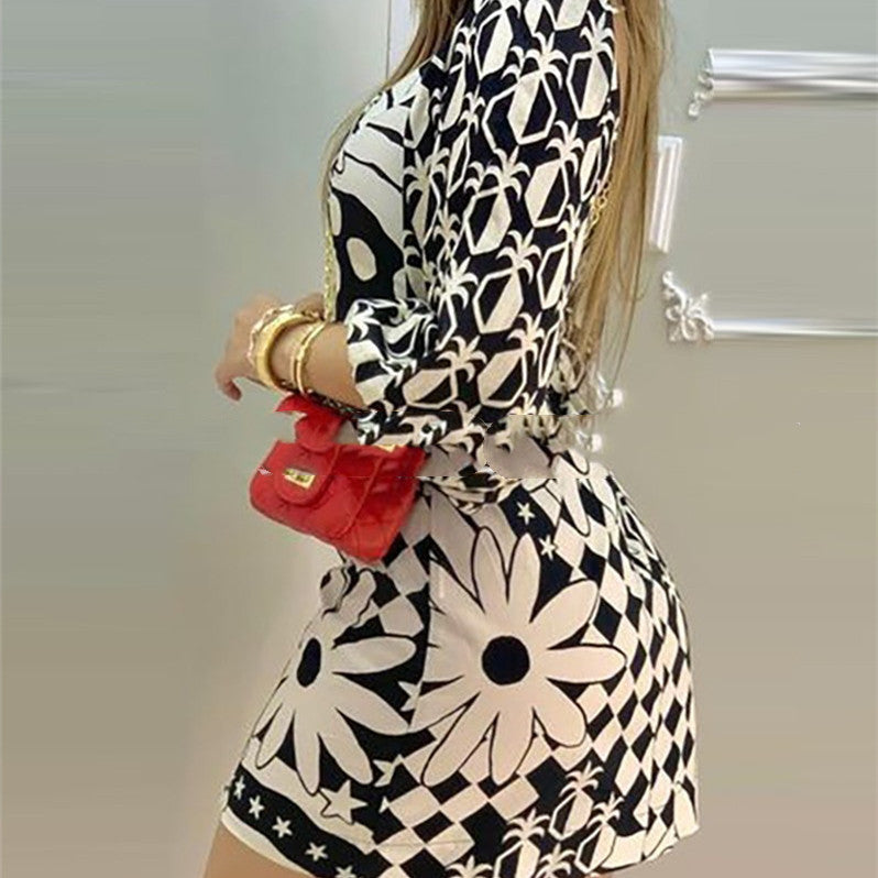 Women's Casual Printed Square Neck Dress