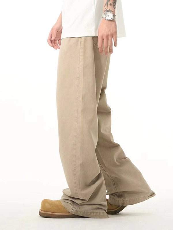 Khaki Casual Pants High Sense Basic Loose Straight-leg Trousers