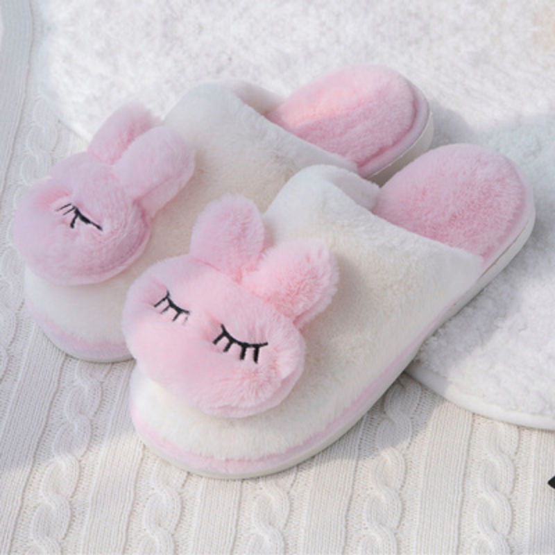 Cotton Slippers Female Winter Couple Home Confinement Shoes Cute Non-slip Plush Slippers