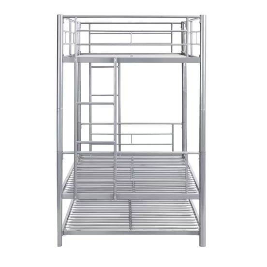 METAL BUNK BED WITH TRUNDLE SILVER