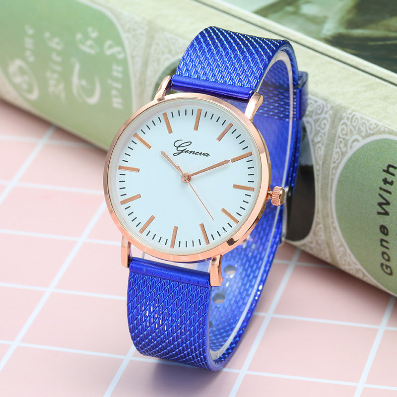 Geneva Watch Dial Plate Mesh Belt Female Minimalist Thin