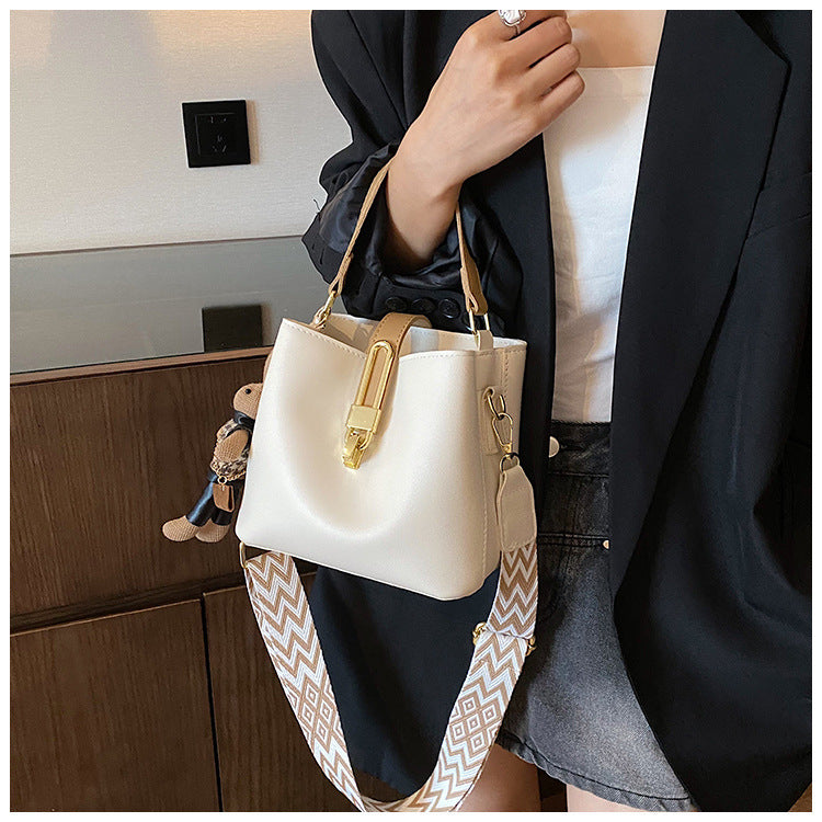 Fashionable Texture Hand-held Bucket Crossbody Bag