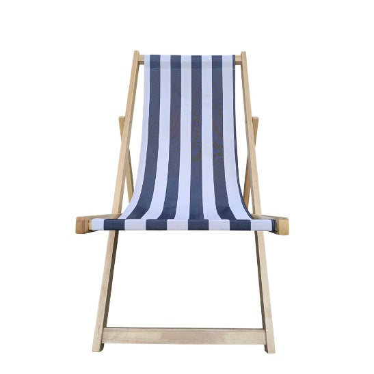 Populus Wood Sling Chair Blue Stripe Broad Blue Stripe Folding Chaise Lounge Chair