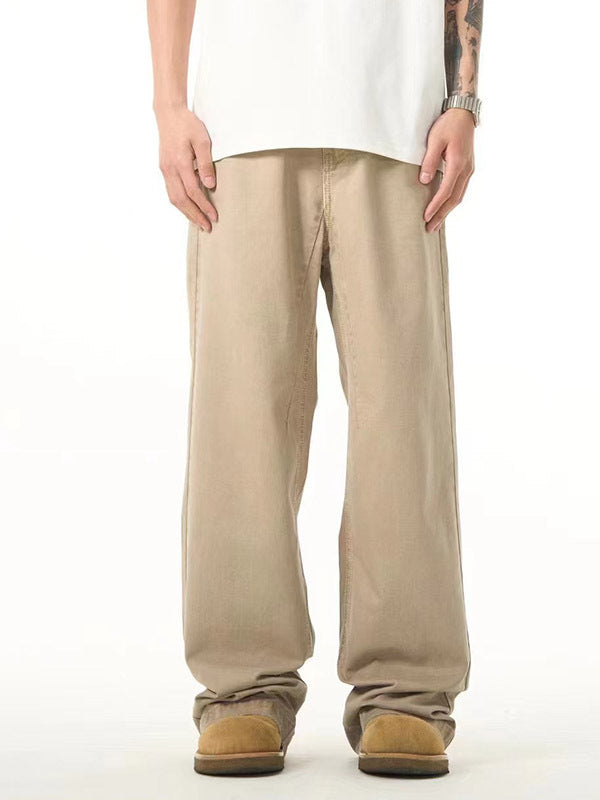 Khaki Casual Pants High Sense Basic Loose Straight-leg Trousers