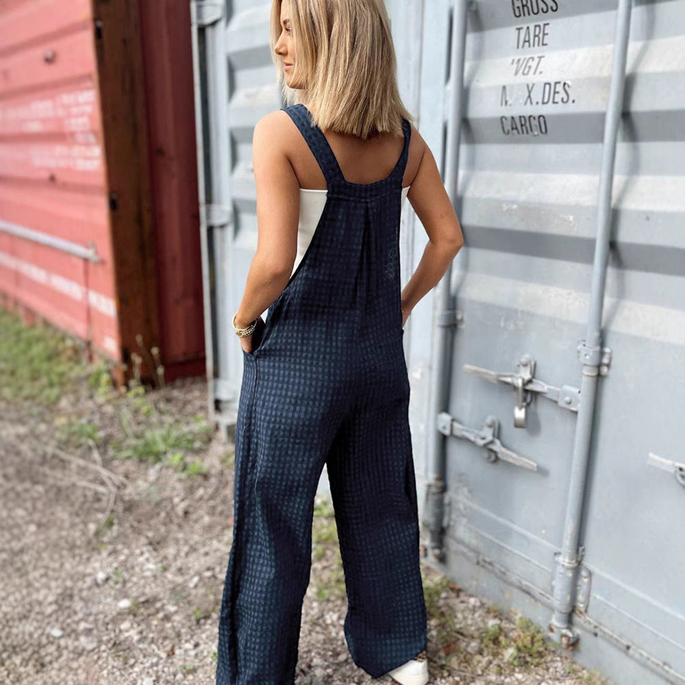 Casual High Waist All-matching Straight Jumpsuit For Women